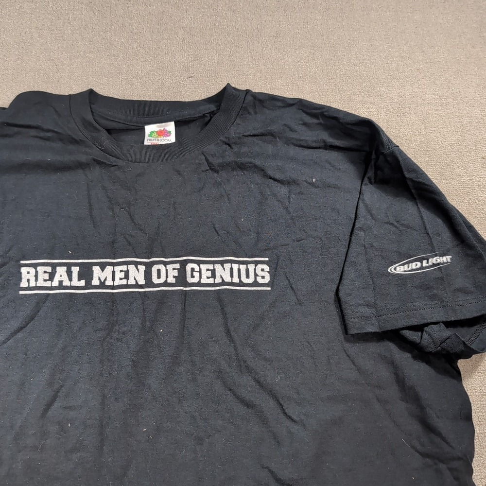 Bud Light Real Men Of Genius T Shirt Black‎ XL Fruit Of The Loom